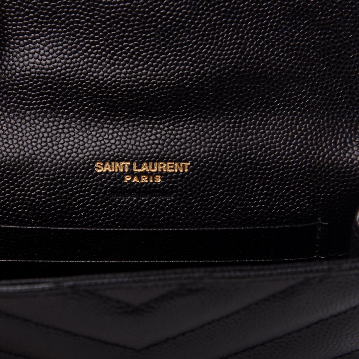 Grain De Poudre Matelasse Chevron Small Monogram Envelope Wallet Black