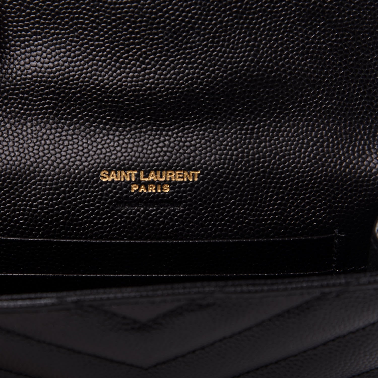 Saint Laurent Grain De Poudre Matelasse Chevron Small Monogram Envelope Wallet Black 6 of 10
