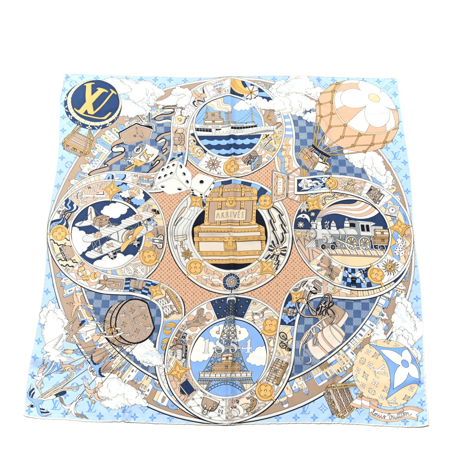 Louis Vuitton Silk LV Journey Square Scarf 90 Blue 1 of 5