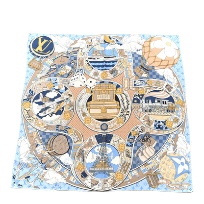 Louis Vuitton Silk LV Journey Square Scarf 90 Blue 1 of 5