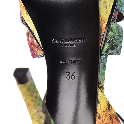 Saint Laurent Python Calfskin Embossed Africa Tie Dye Tribute 75 Platform Sandals 36 Multicolor 6 of 9