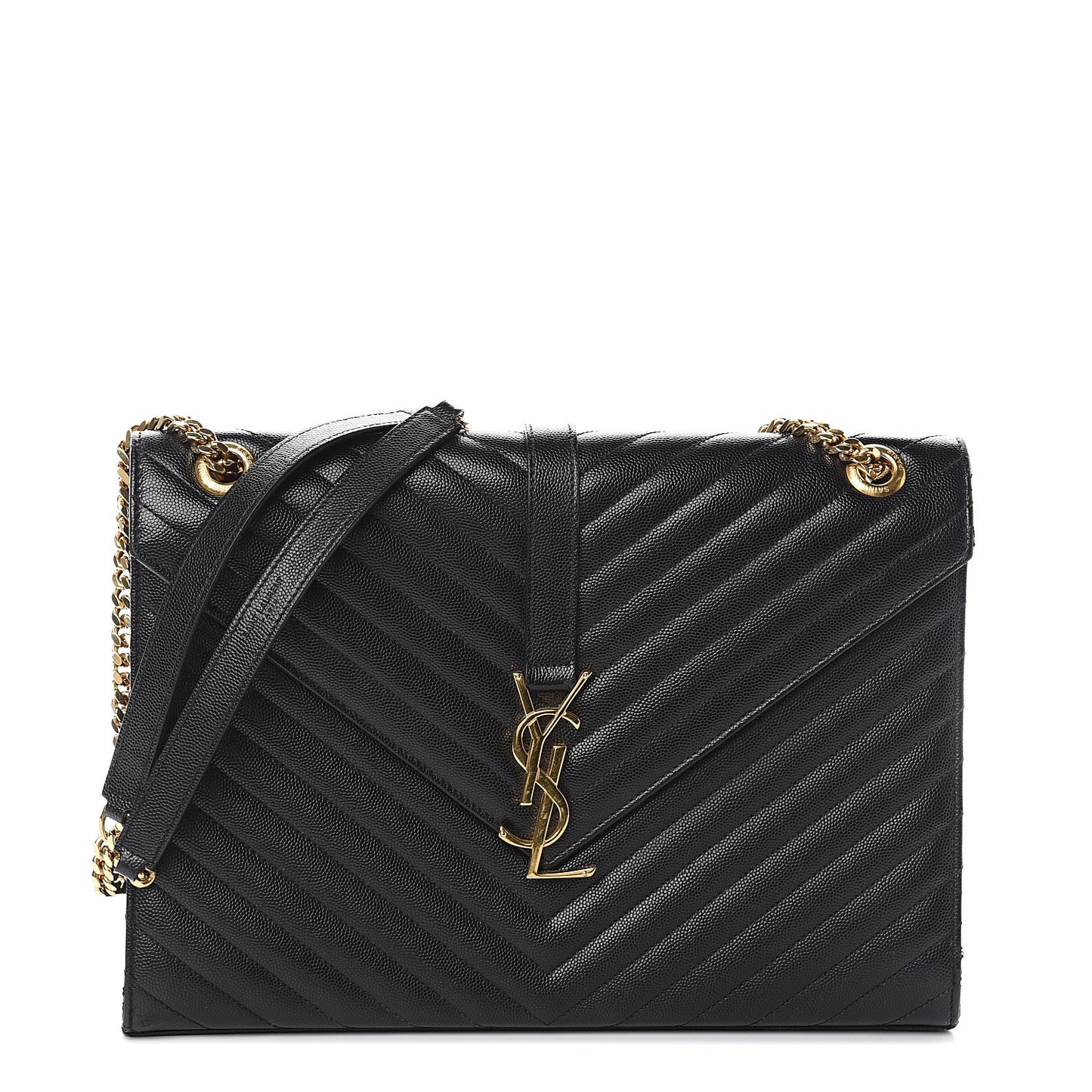 Grain De Poudre Matelasse Chevron Large Monogram Satchel Black