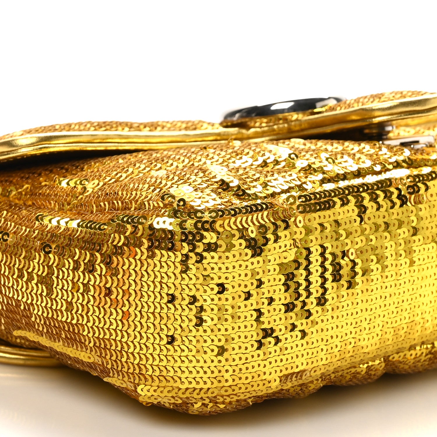 Gucci Sequin Matelasse Diagonal Mini GG Marmont Shoulder Bag Gold 9 of 10