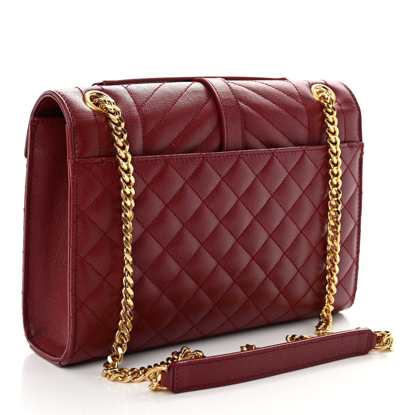 Grain De Poudre Textured Mixed Matelasse Triquilt Medium Monogram Satchel Oxblood