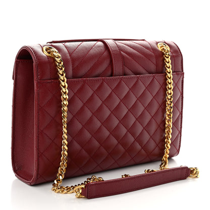 Saint Laurent Grain De Poudre Textured Mixed Matelasse Triquilt Medium Monogram Satchel Oxblood 3 of 9
