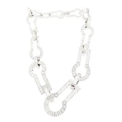 Louis Vuitton Crystal Baguette Serrure Chain Necklace  Silver 3 of 5