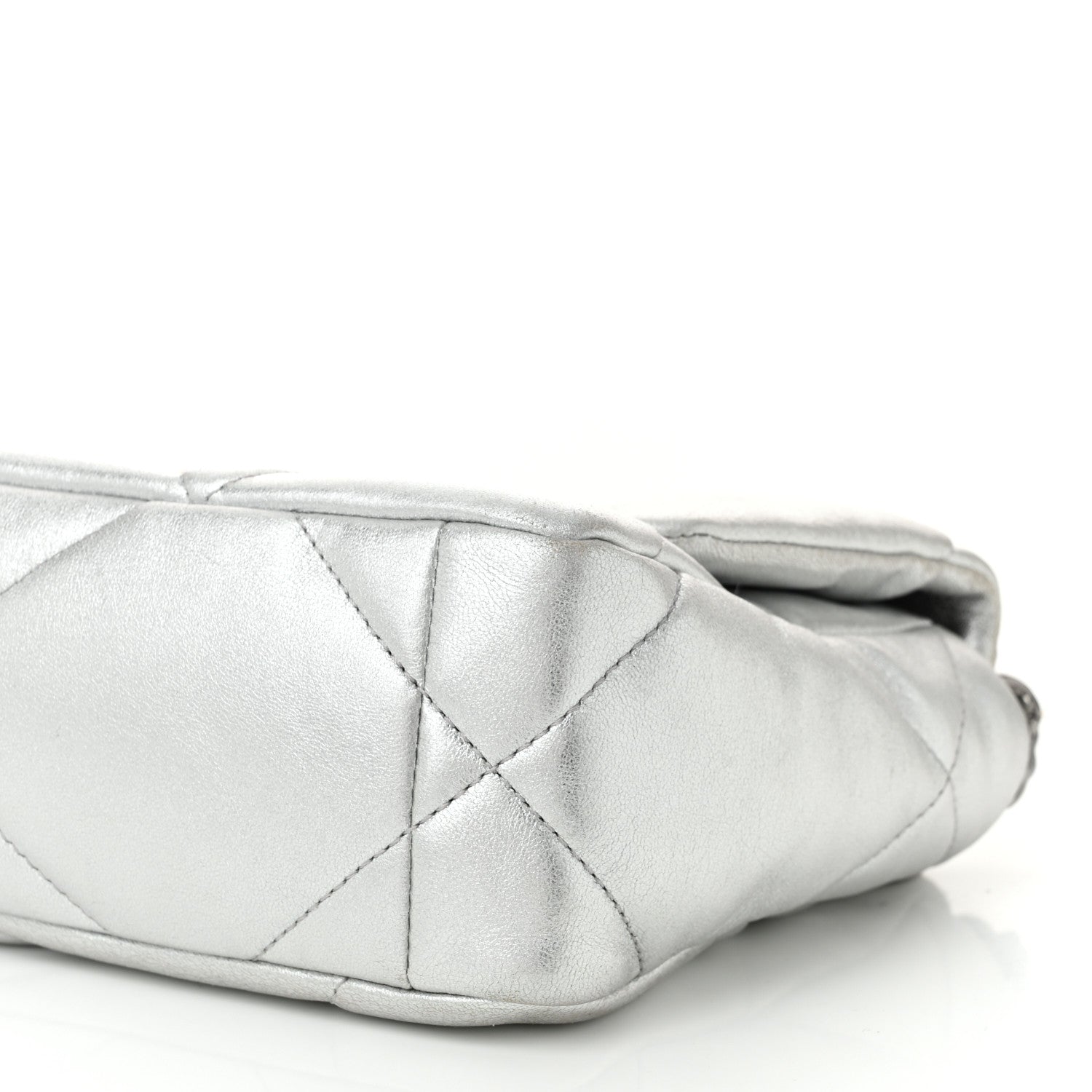Chanel Metallic Lambskin Quilted Medium Chanel 19 Flap Silver 10 of 11