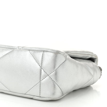 Chanel Metallic Lambskin Quilted Medium Chanel 19 Flap Silver 10 of 11