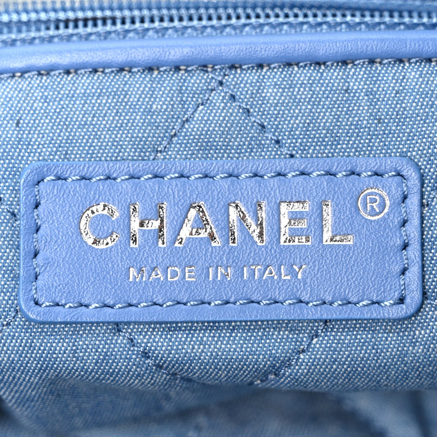 Denim Quilted Chanel 22 Blue