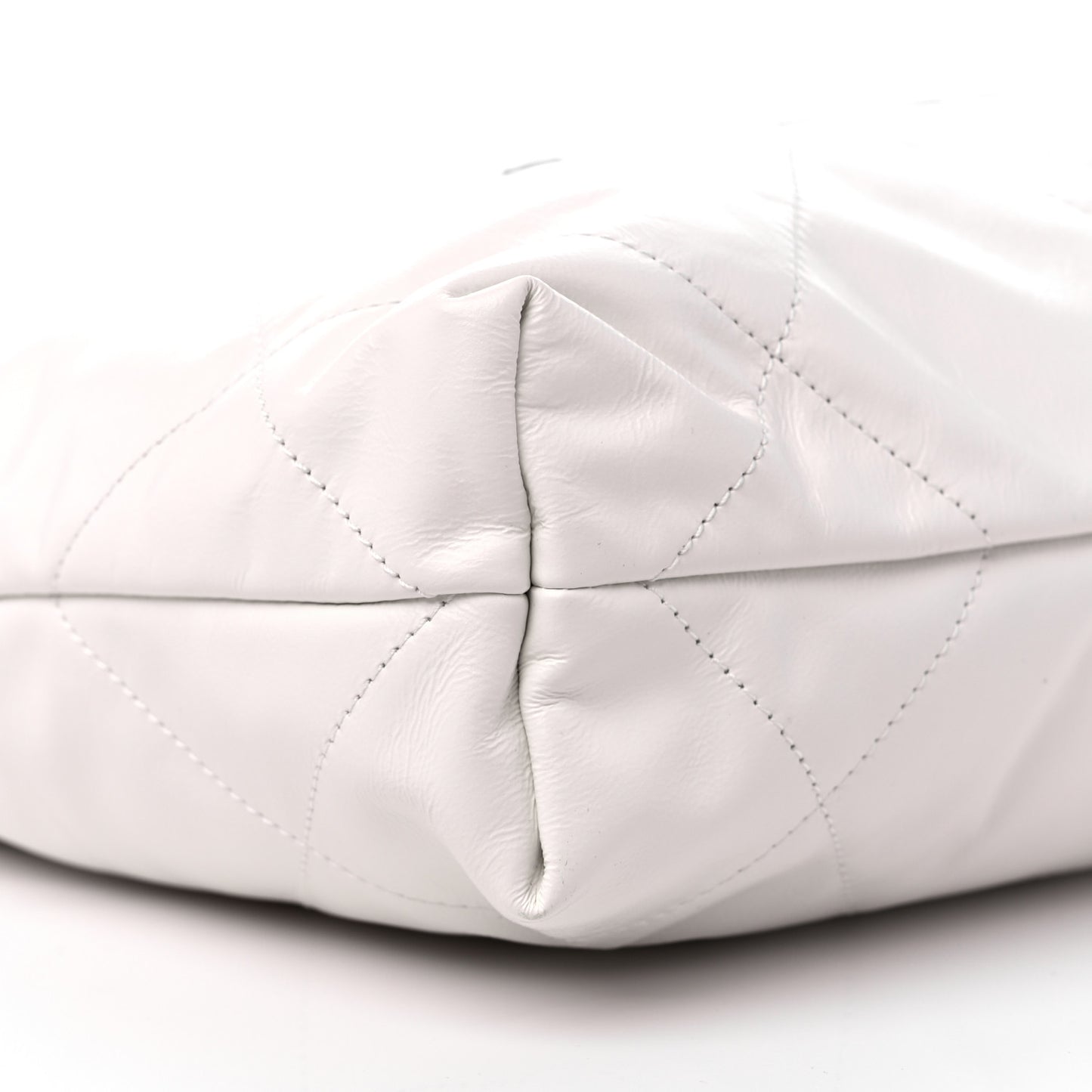 Shiny Calfskin Quilted Small Chanel 22 White