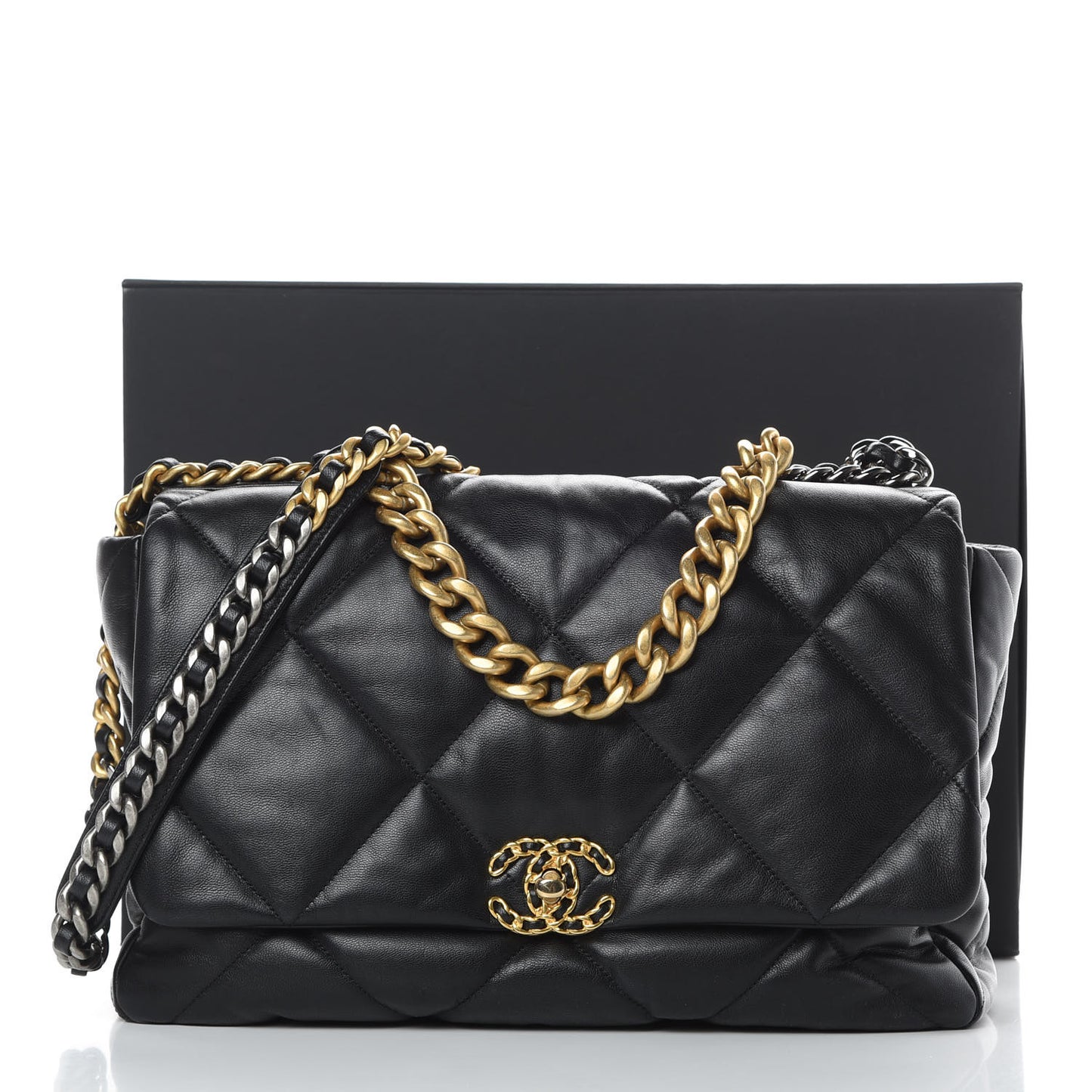 Goatskin Quilted Maxi 19 Flap Black