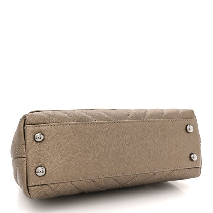 Chanel Metallic Caviar Chevron Quilted Mini Coco Handle Flap Light Gold 4 of 12