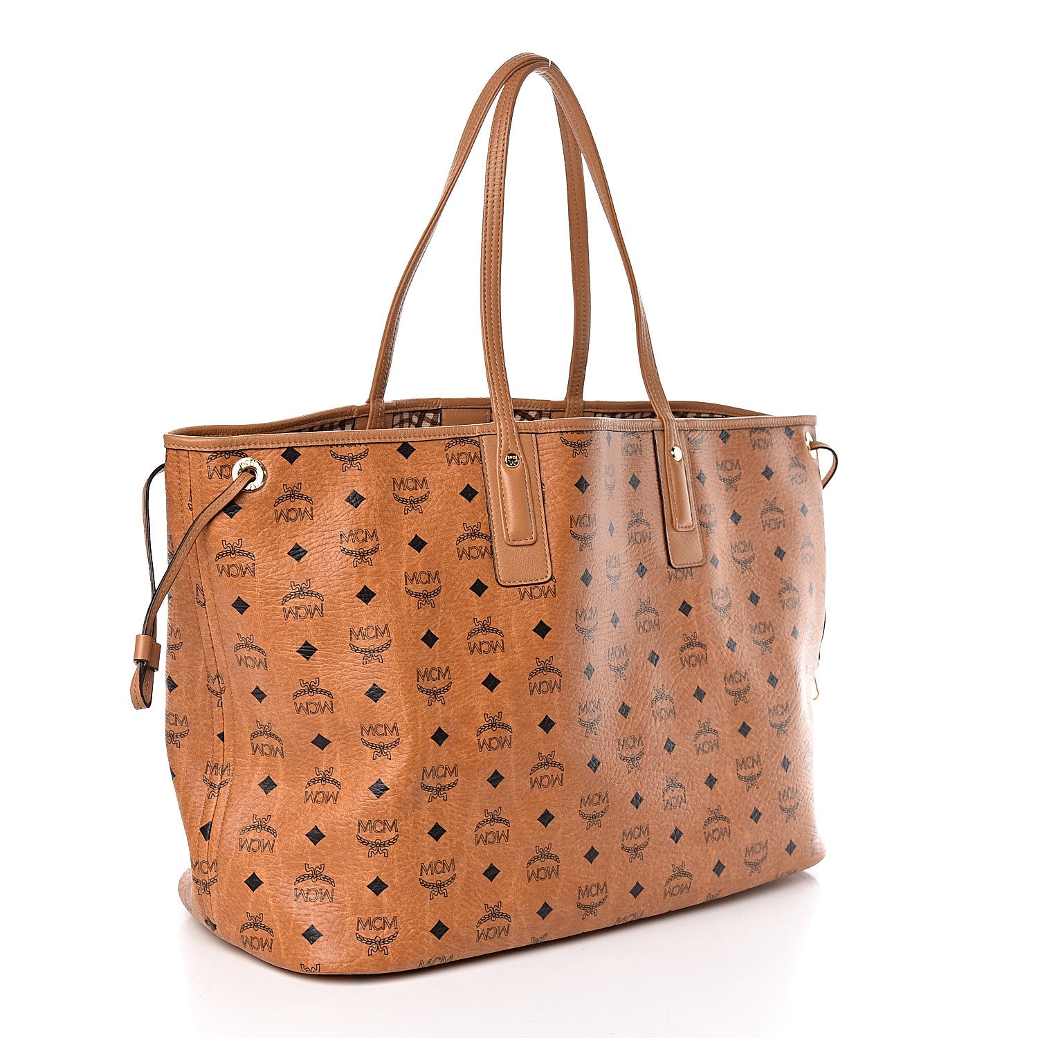 MCM Visetos Large Liz Reversible Shopper Tote Cognac 5 of 15