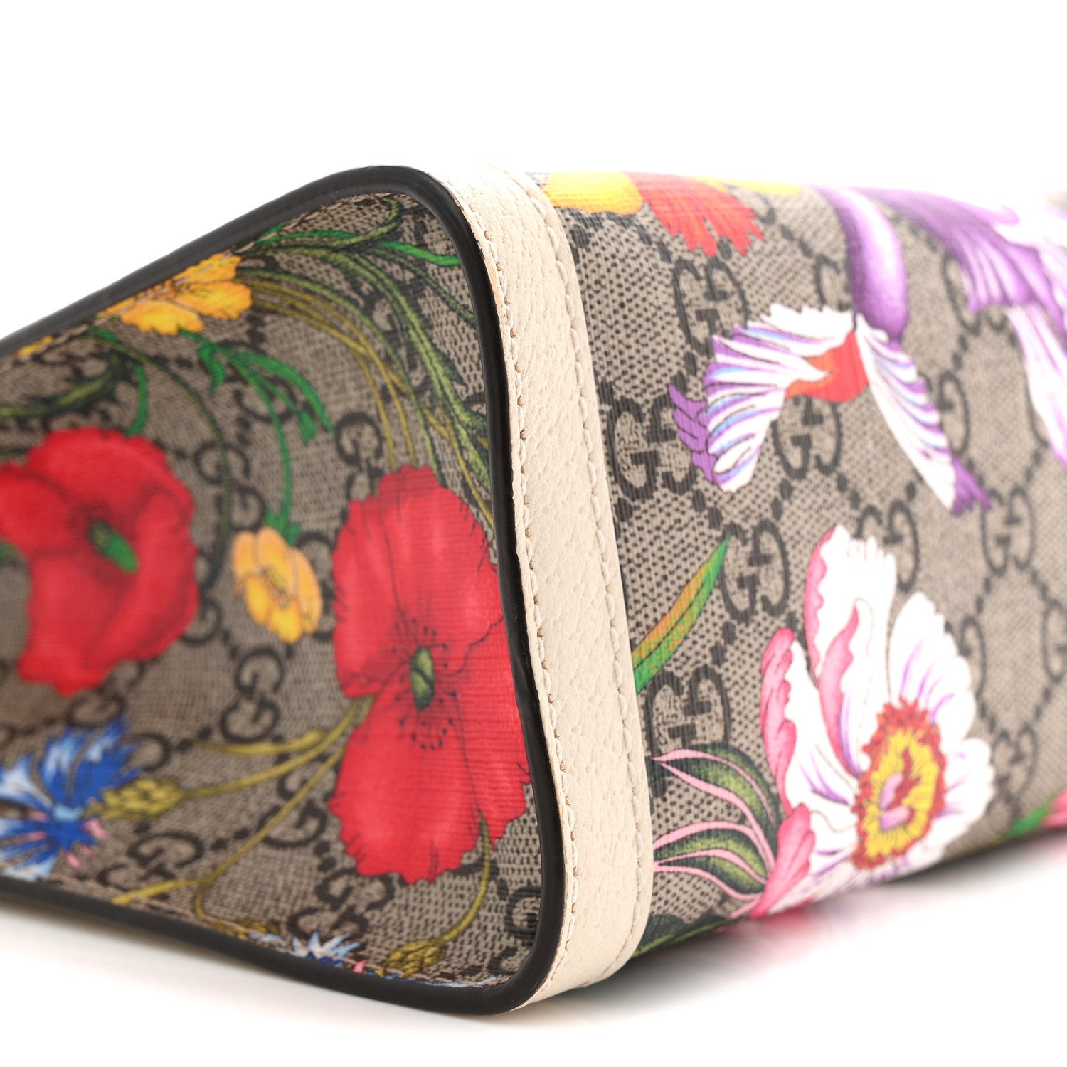 Gucci GG Supreme Monogram Flora Textured Calfskin Small Padlock Tote Beige Ebony Multicolor Mystic White 9 of 11