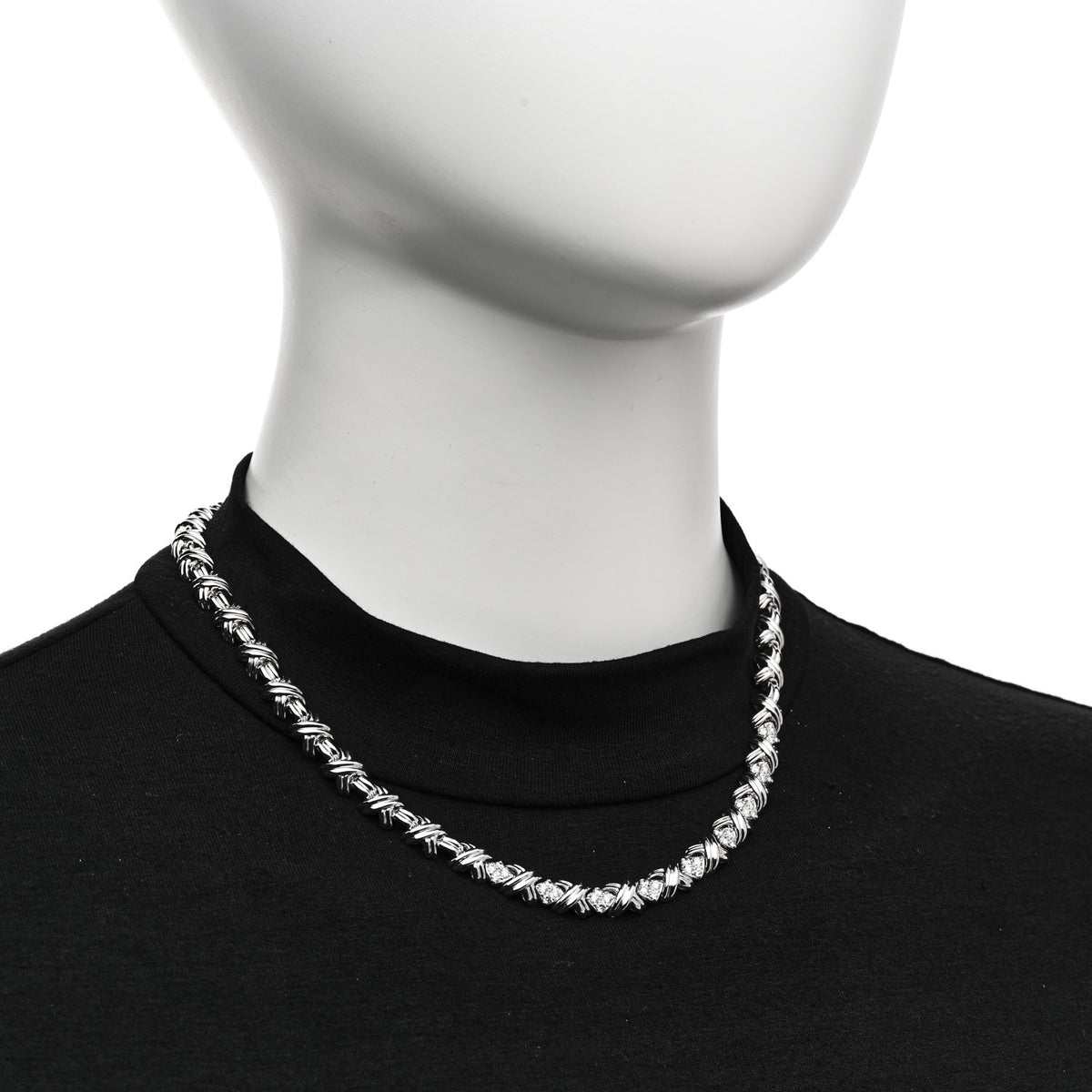 18K White Gold Diamond Signature X Necklace