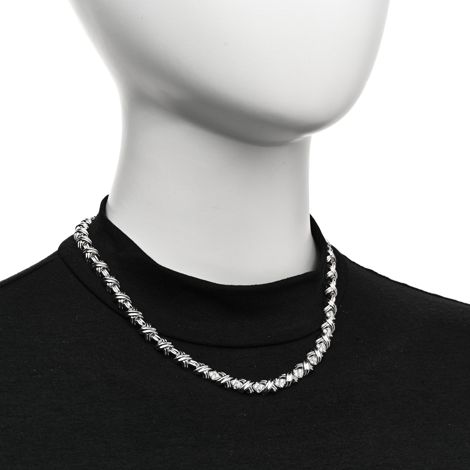 Tiffany 18K White Gold Diamond Signature X Necklace 2 of 4