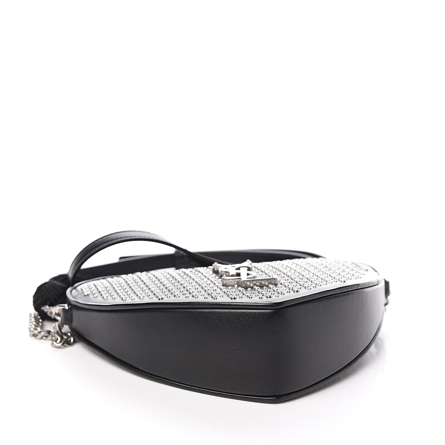 Calfskin Studded Monogram Heart Shoulder Bag Black