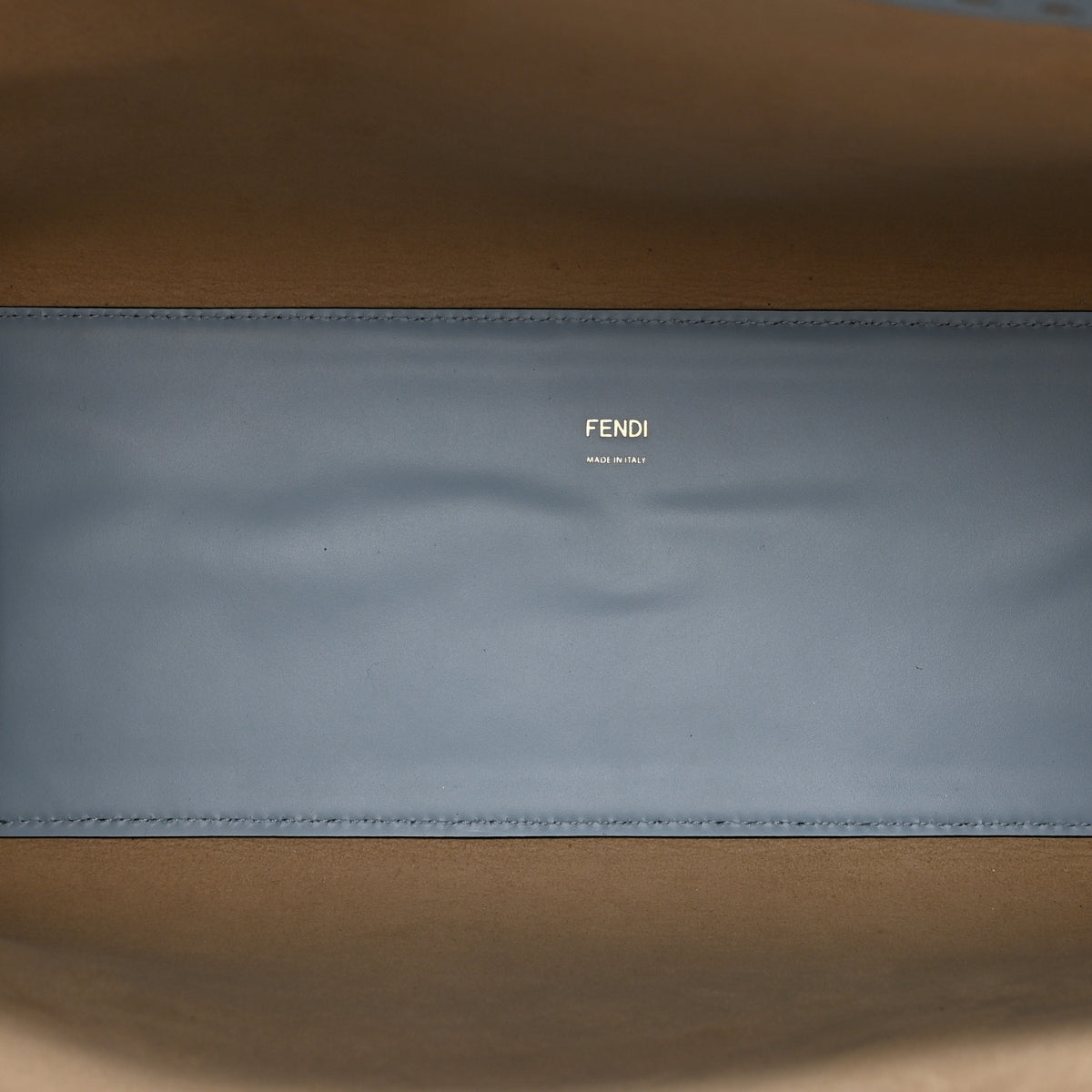 Fendi Vitello King Plexiglass Logo Embossed Medium Fendi Sunshine Shopper Tote Azzurro Baby 5 of 11