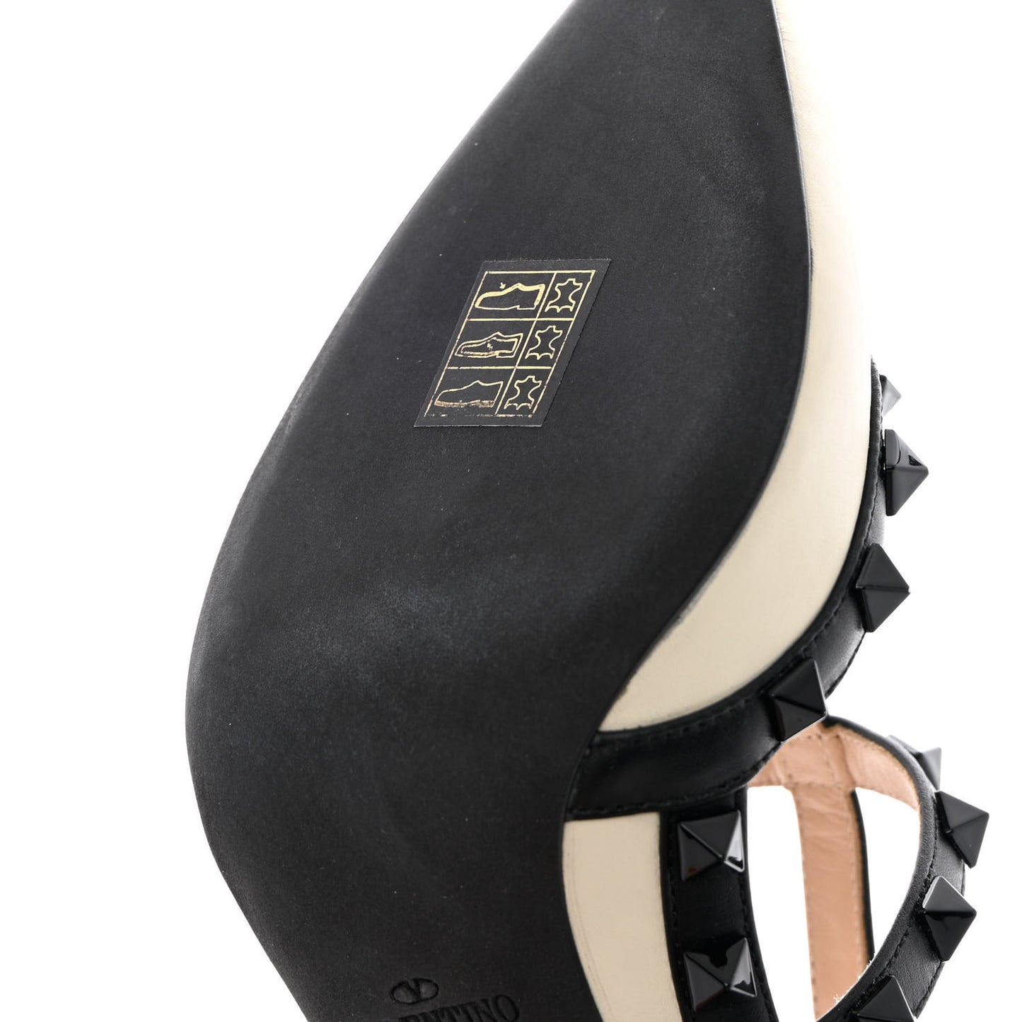 Calfskin Rockstud Ankle Strap 100mm Pumps 39.5 Light Ivory Black