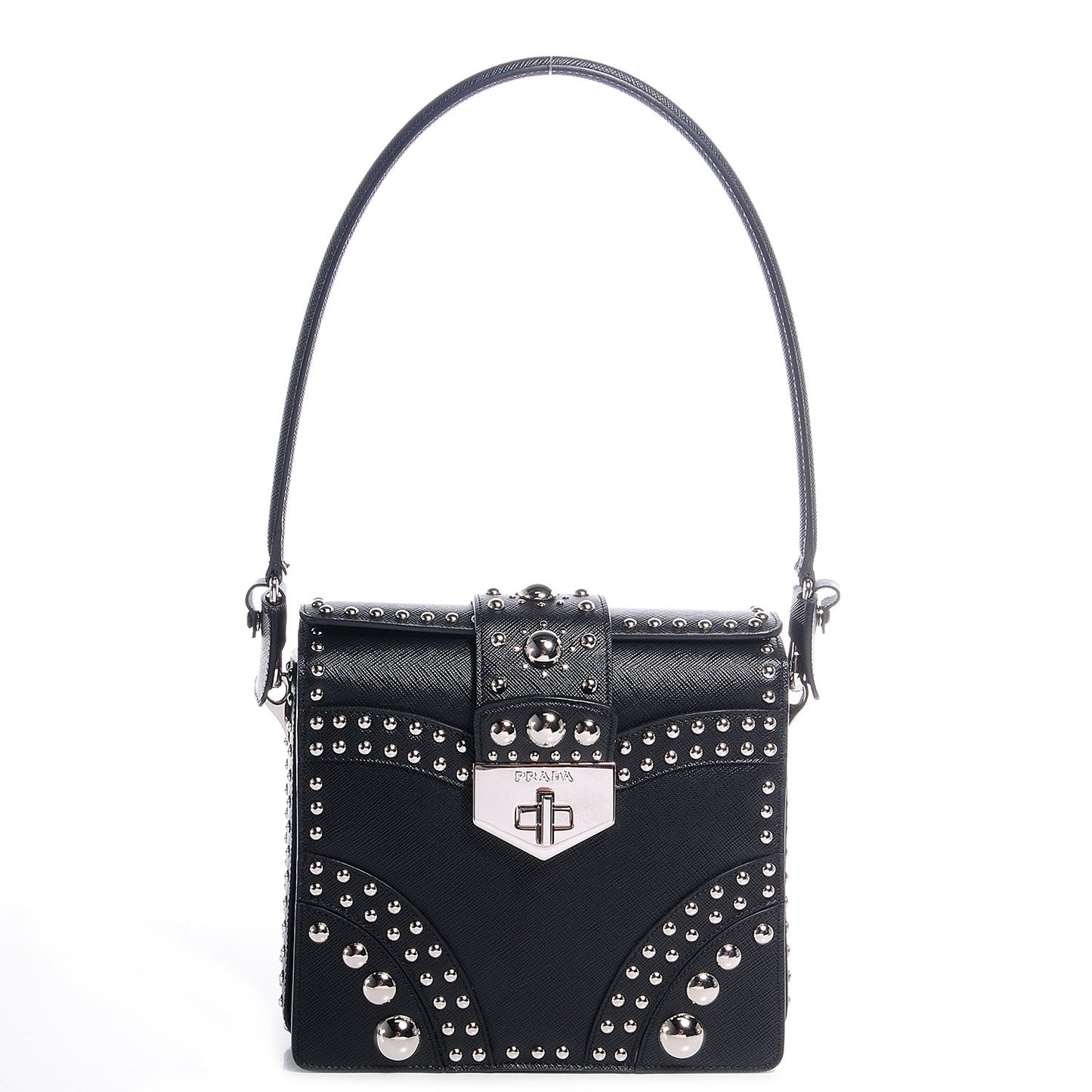 Saffiano Sound Studded Hobo Black