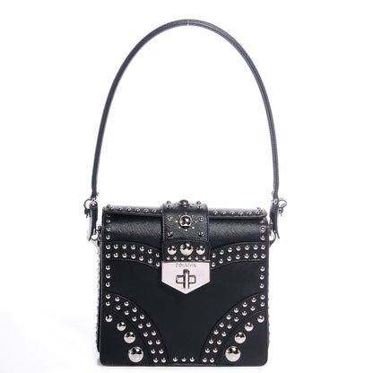 Prada Saffiano Sound Studded Hobo Black 1 of 10