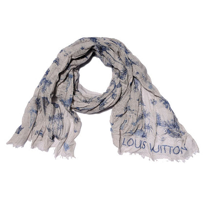 Louis Vuitton Cotton Linen Toile Etole De Louis Pareo Blue 3 of 7