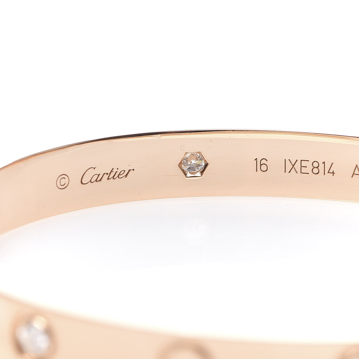 Cartier 18K Pink Gold 4 Diamond LOVE Bracelet 16 5 of 8