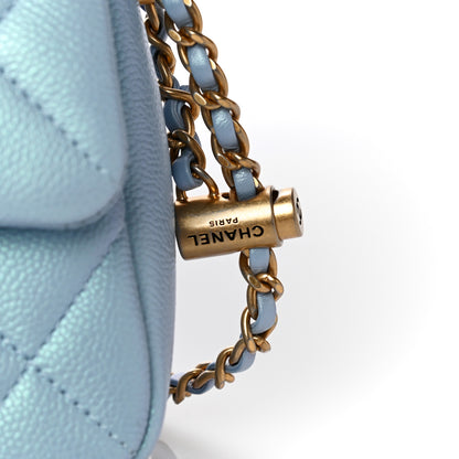 Chanel Iridescent Caviar Quilted Mini My Perfect Flap Light Blue 9 of 13