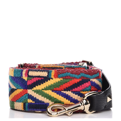 Valentino Garavani Canvas Geometric Embroidered Rockstud Guitar Strap Multicolor 1 of 4