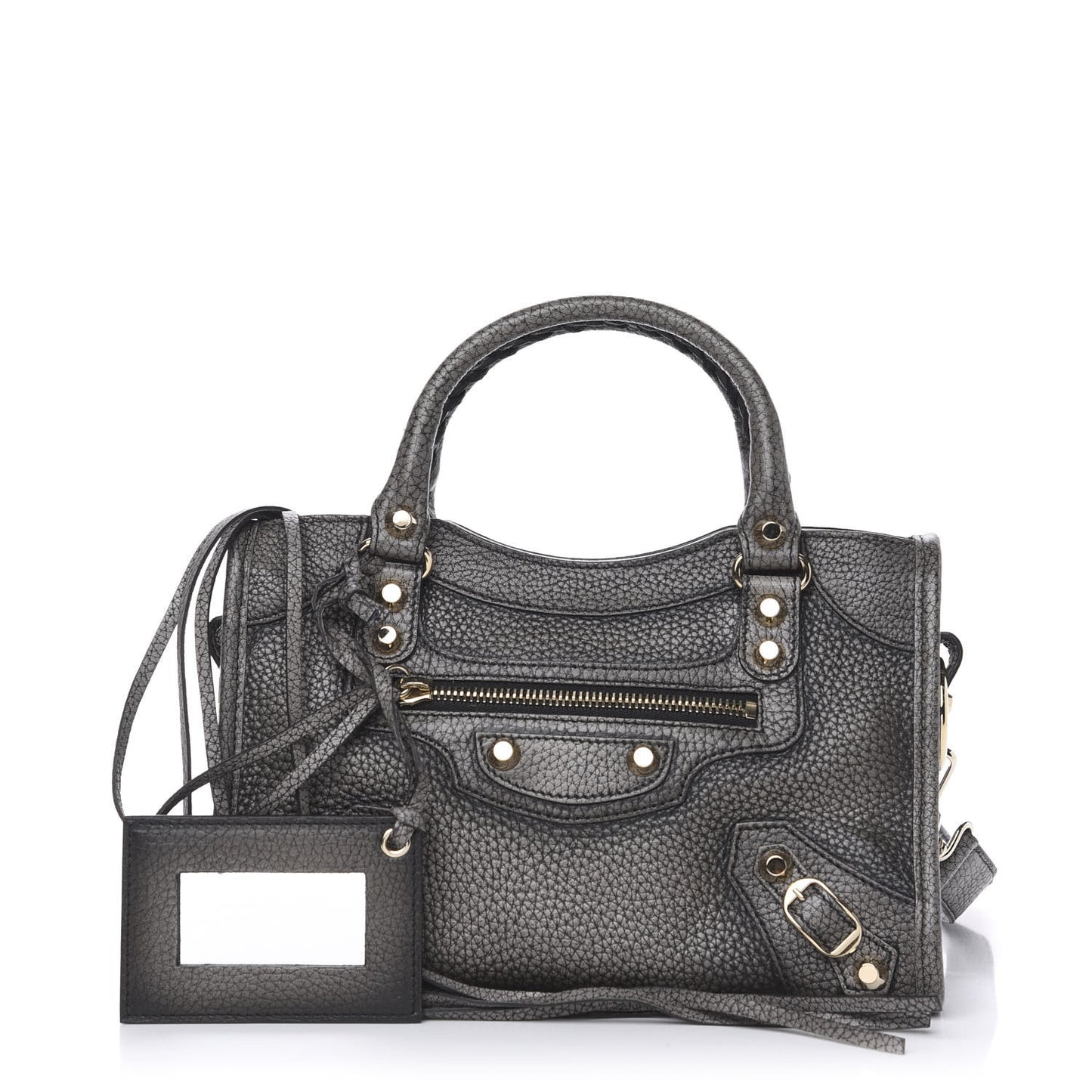 Grained Calfskin Classic Gold Hardware Mini City Ombre Grey Gradient