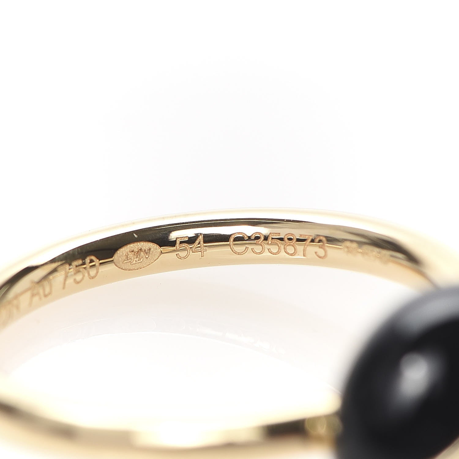 Louis Vuitton 18K Yellow Gold Diamond Black Onyx Idylle Blossom Ring 54 7 6 of 7