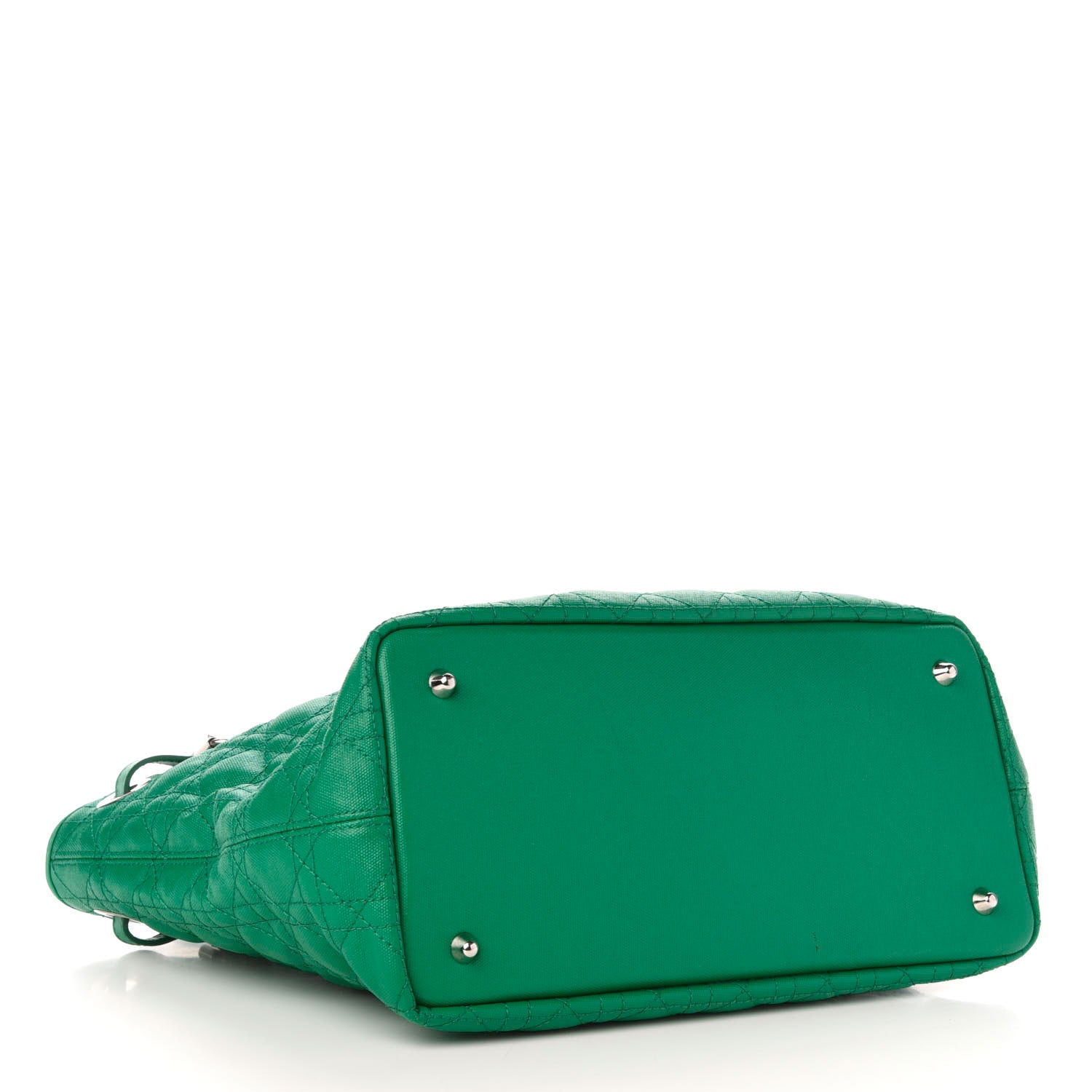 Christian Dior Coated Canvas Cannage Small Panarea Tote Green 4 of 11