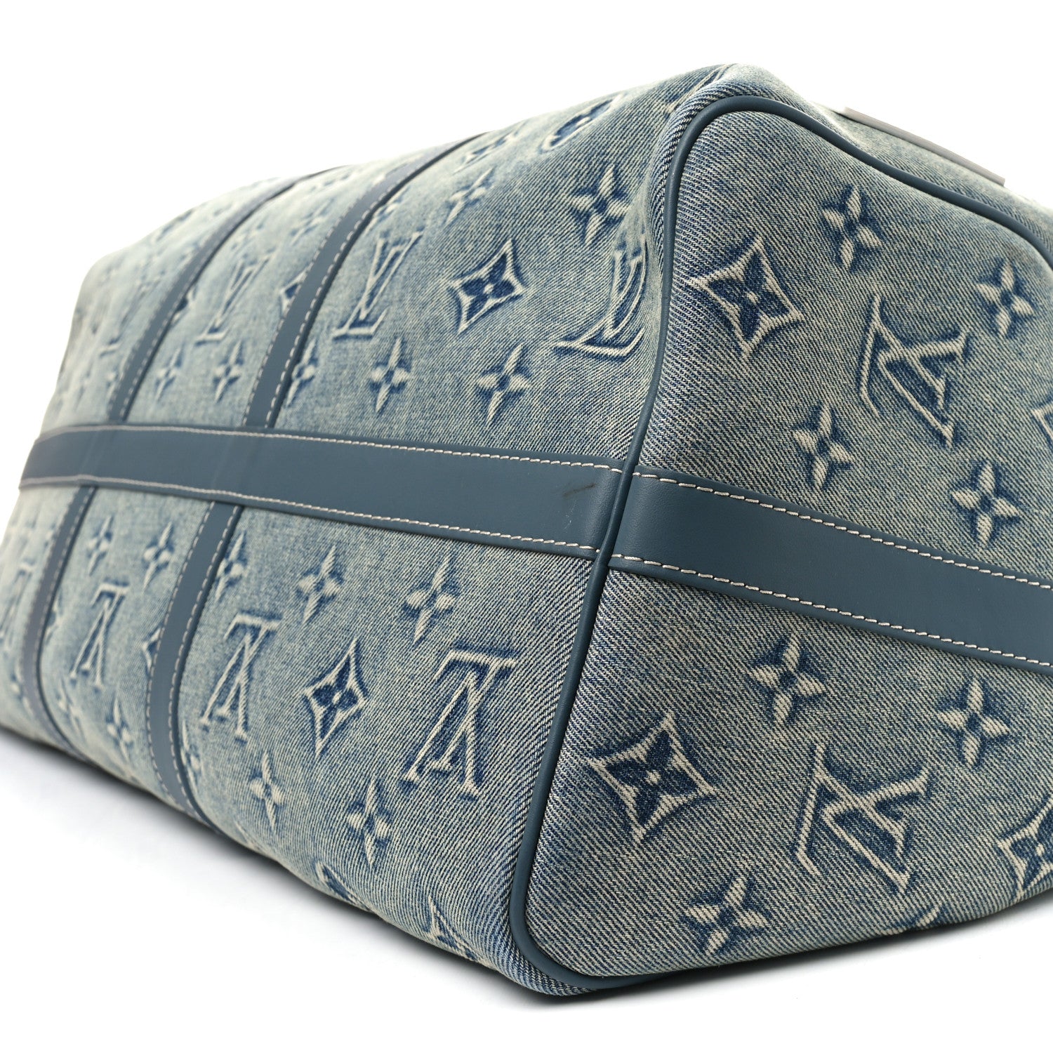 Louis Vuitton Monogram Washed Denim Keepall Bandouliere 50 Blue 8 of 10