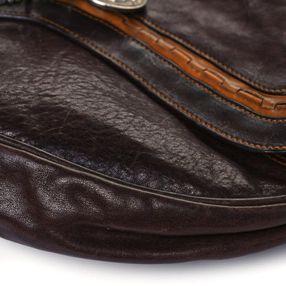 Christian Dior Calfskin Large Gaucho Double Saddle Bag Brown 14 of 30