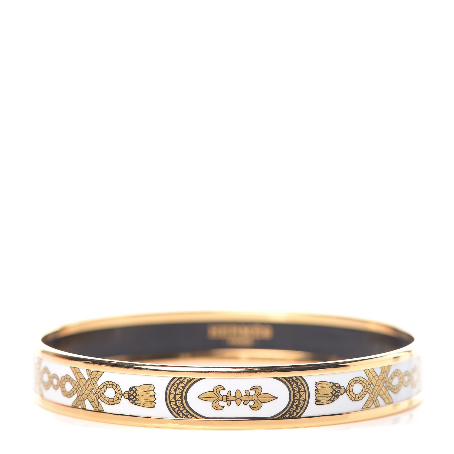 Hermes Enamel Printed Grand Apparat Narrow Bracelet 70 White 1 of 6