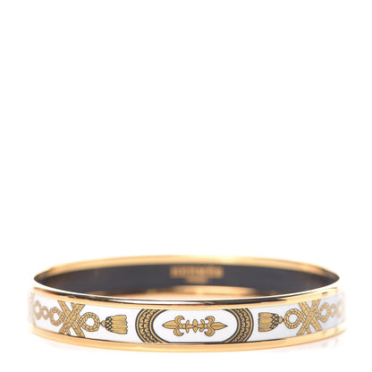 Hermes Enamel Printed Grand Apparat Narrow Bracelet 70 White 1 of 6