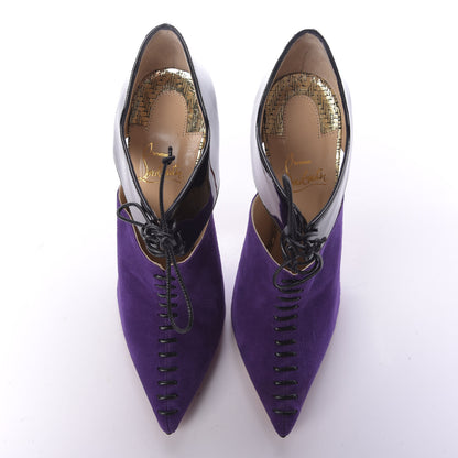 Christian Louboutin Patent Suede Kid Corsita 120 Ankle Boots 37.5 Violet Black 7 of 11