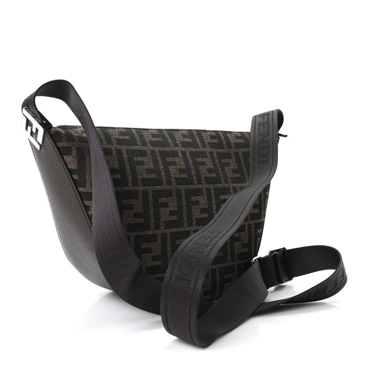 Fendi Fabric Jacquard FF Small Melon Bag Tobacco Moro Ebano 3 of 11