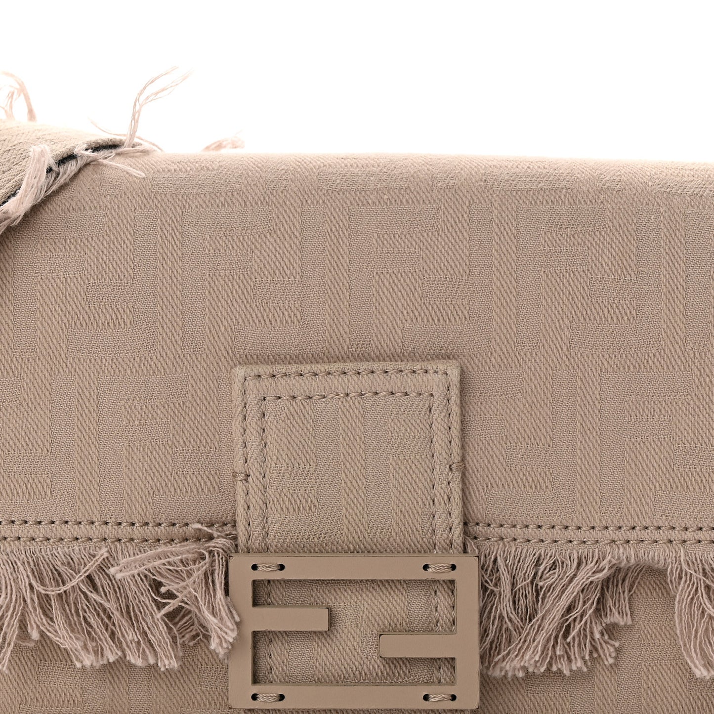 Nylon Fabric Jacquard FF Fringed Baguette Cuoio Pietra