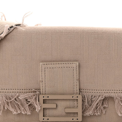 Fendi Nylon Fabric Jacquard FF Fringed Baguette Cuoio Pietra 8 of 10