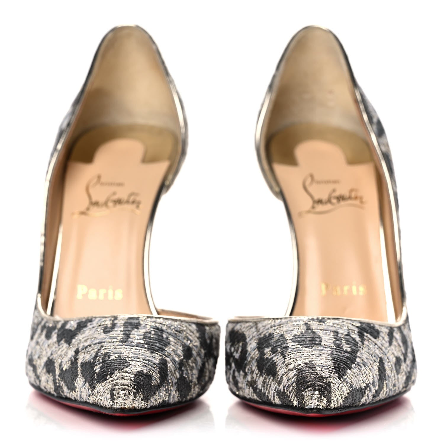 Christian Louboutin Lurex Gigi Specchio Iriza 100 Pumps 37.5 Black Light Gold 2 of 13
