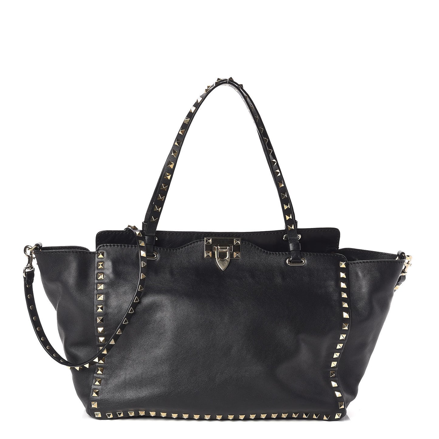 Vitello Medium Rockstud Tote Black