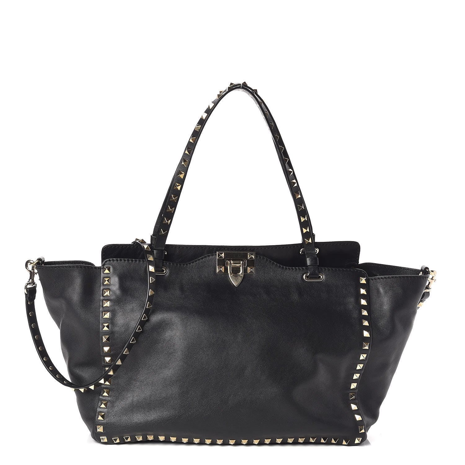 Valentino Garavani Vitello Medium Rockstud Tote Black 1 of 8