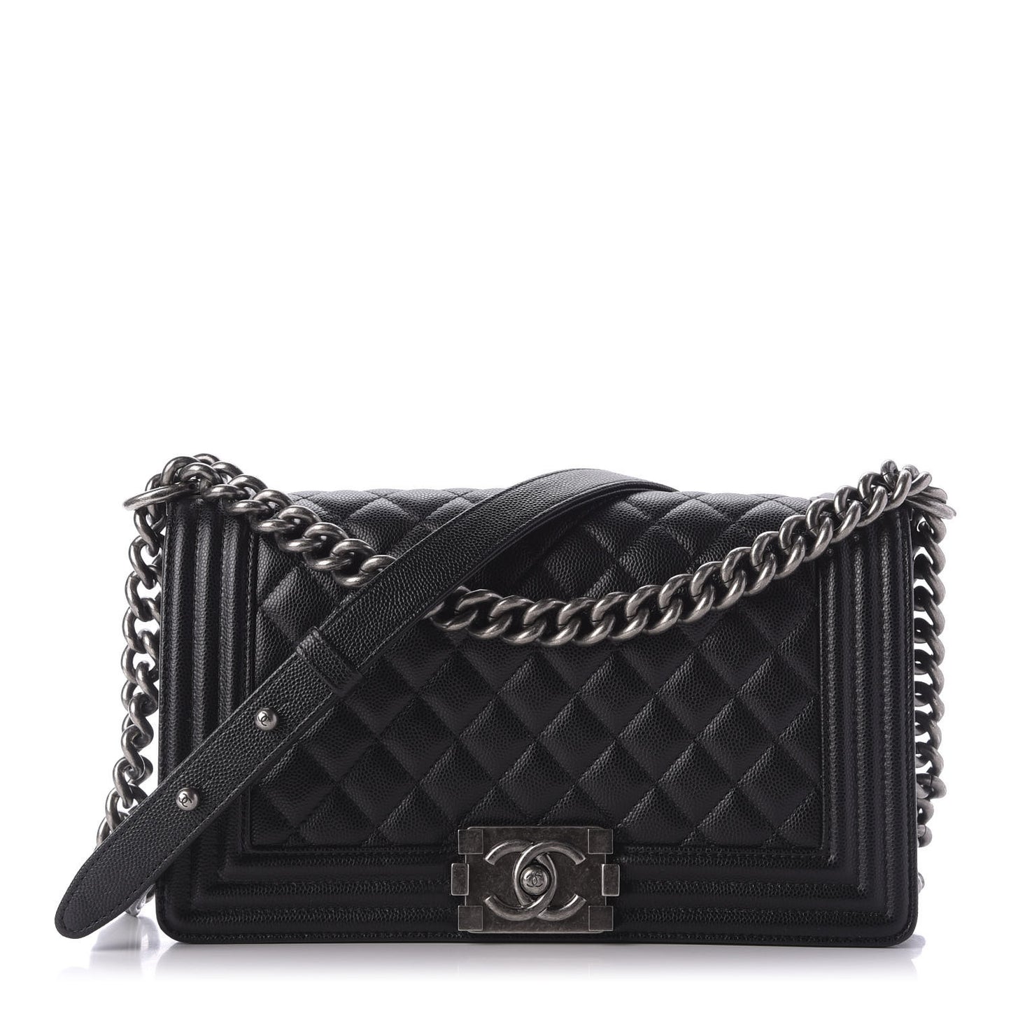 Caviar Quilted Medium Boy Flap Black