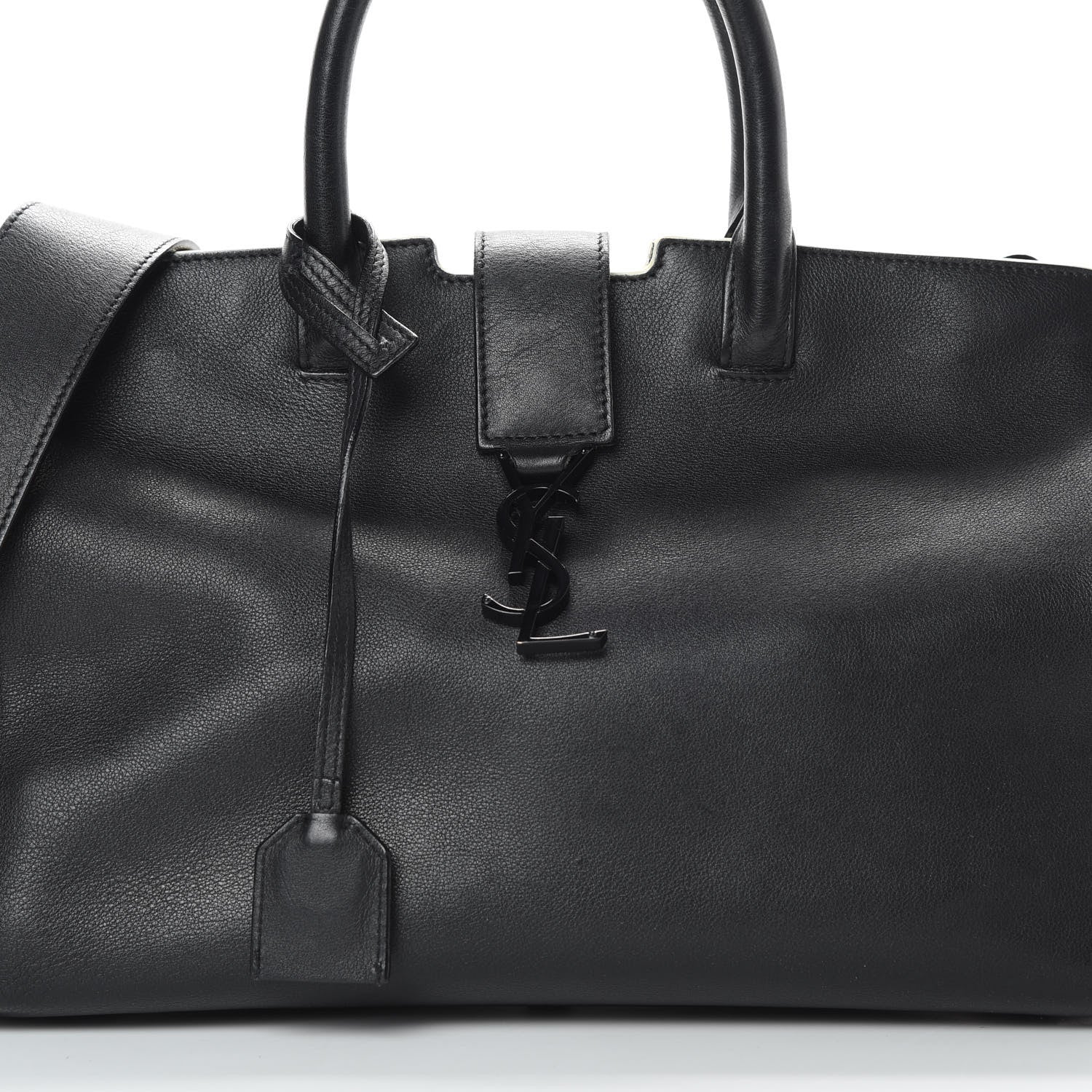 Saint Laurent Calfskin Small Monogram Downtown Cabas Black White 9 of 17