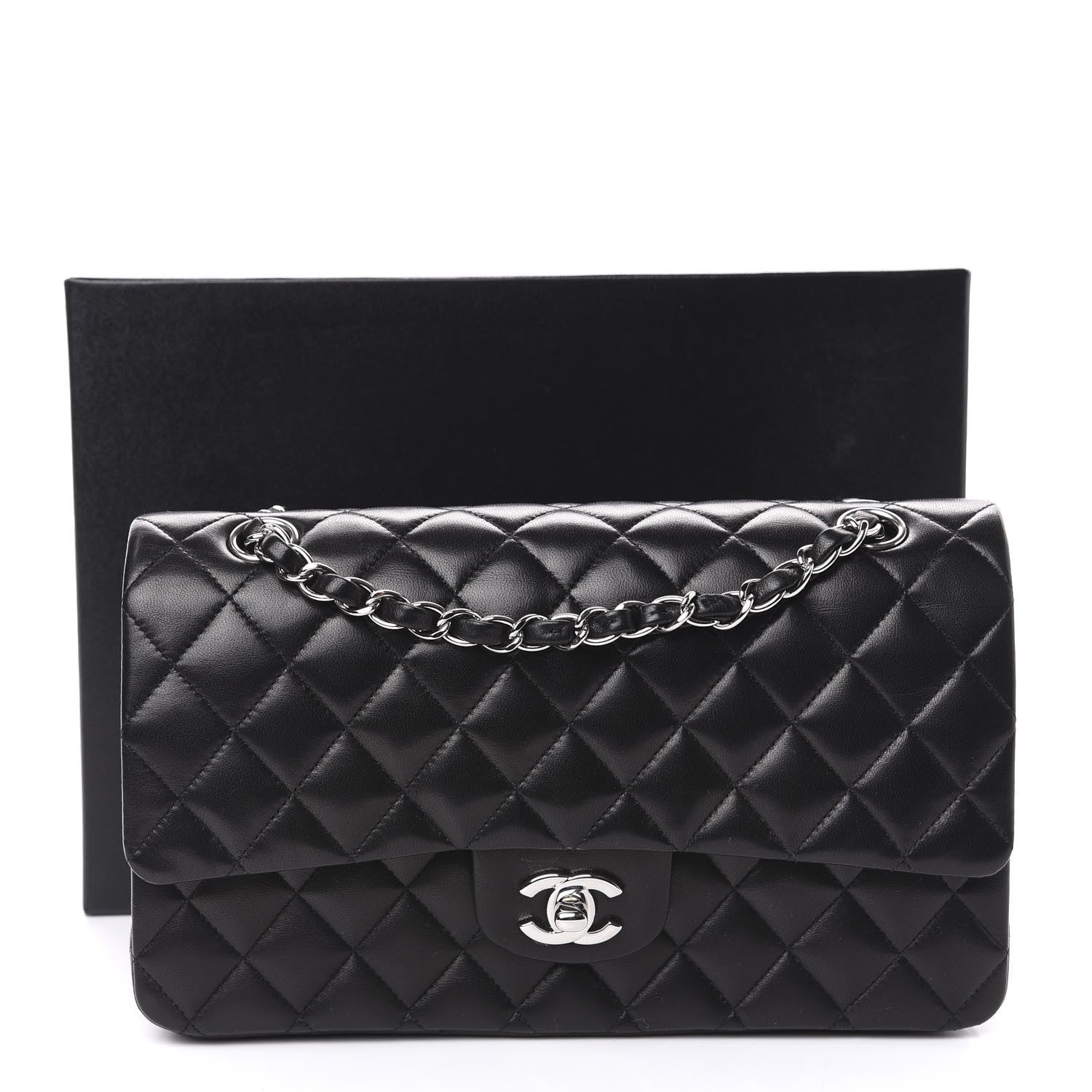 Chanel Lambskin Quilted Medium Double Flap Black 13 of 13