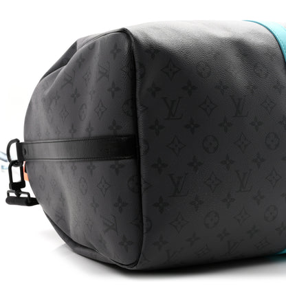 Louis Vuitton Reverse Monogram Eclipse Keepall Bandouliere 55 Turquoise 7 of 8