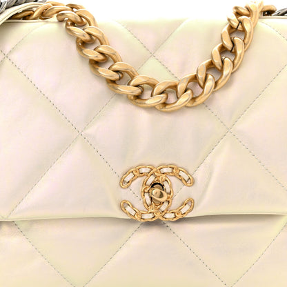 Chanel Iridescent Calfskin Quilted Medium Chanel 19 Flap White 8 of 10