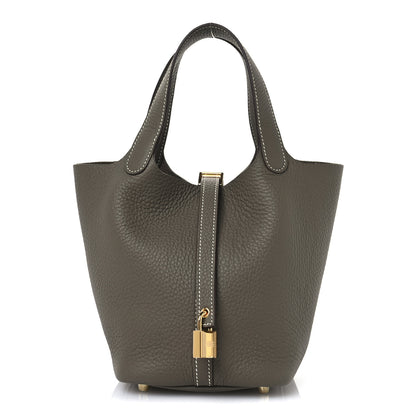 Hermes Taurillon Clemence Picotin Lock 18 PM Etoupe 8 of 11