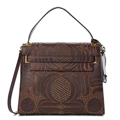 Valentino Garavani Calfskin Embossed Studded Medium My Rockstud Frame Bag Cacao 1 of 12